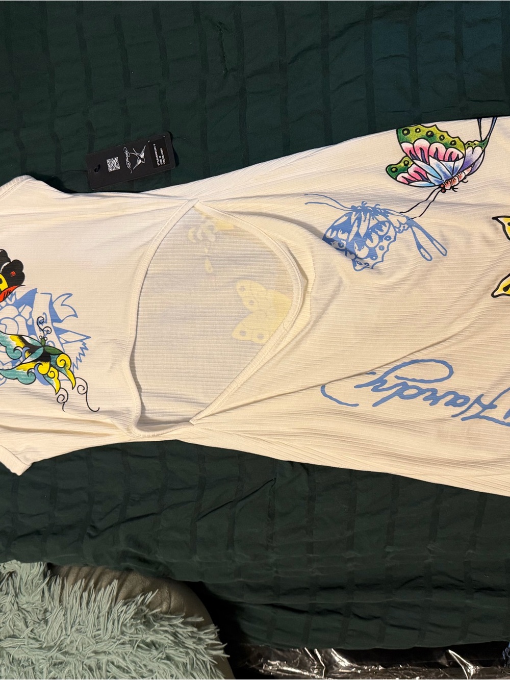 Ed Hardy White Butterfly Print Women’s Dress